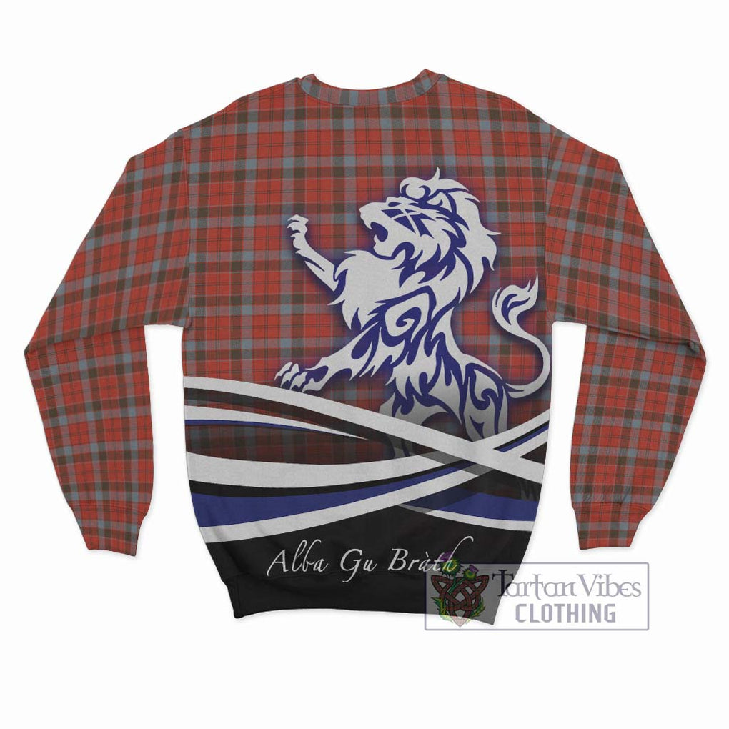 Robertson Weathered Tartan Sweatshirt with Alba Gu Brath Regal Lion Emblem - Tartanvibesclothing Shop