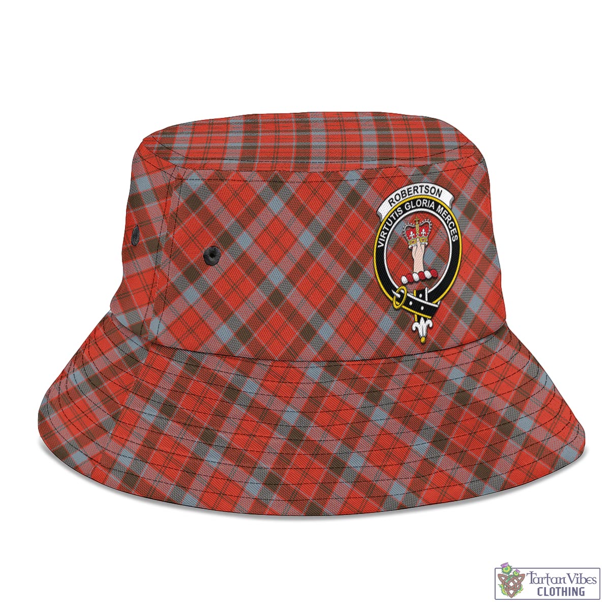 Tartan Vibes Clothing Robertson Weathered Tartan Bucket Hat with Family Crest