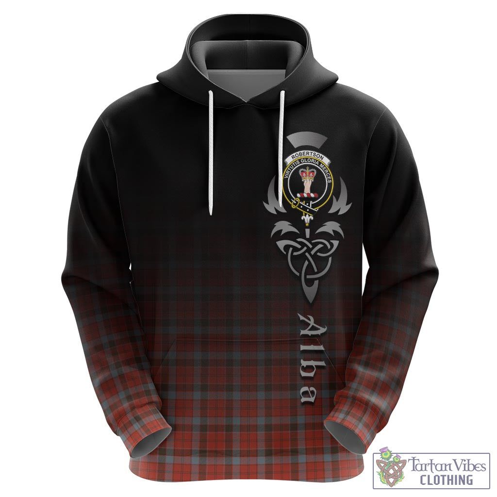 Tartan Vibes Clothing Robertson Weathered Tartan Hoodie Featuring Alba Gu Brath Family Crest Celtic Inspired