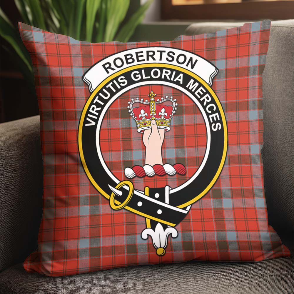 Robertson Weathered Tartan Pillow Cover with Family Crest - Tartanvibesclothing