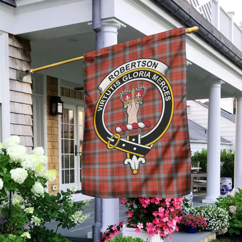 Robertson Weathered Tartan Flag with Family Crest - Tartan Vibes Clothing