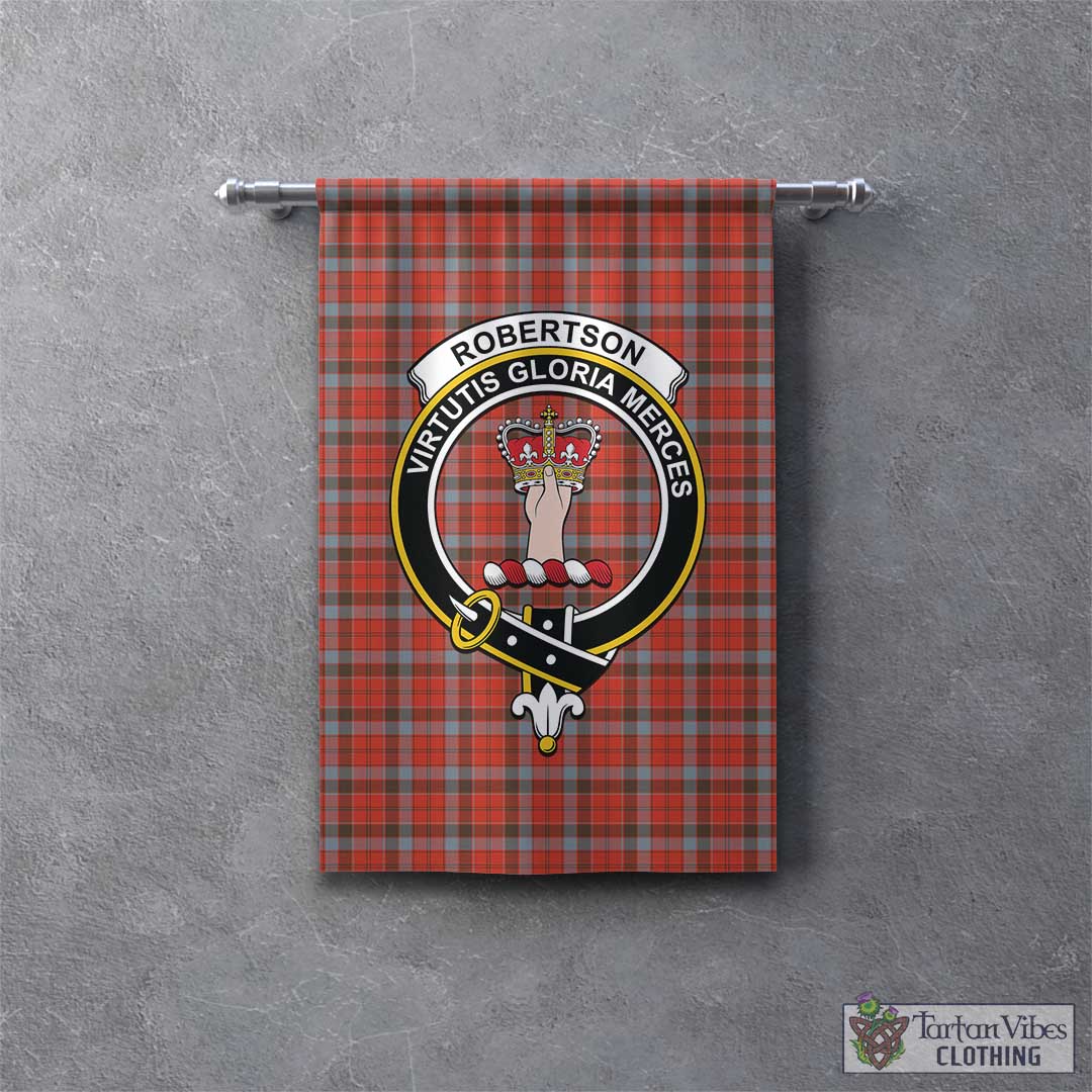 Tartan Vibes Clothing Robertson Weathered Tartan Gonfalon, Tartan Banner with Family Crest