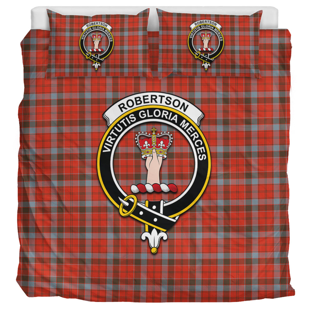 Robertson Weathered Tartan Bedding Set with Family Crest UK Bedding Set UK Super King 104*94 inch - Tartan Vibes Clothing