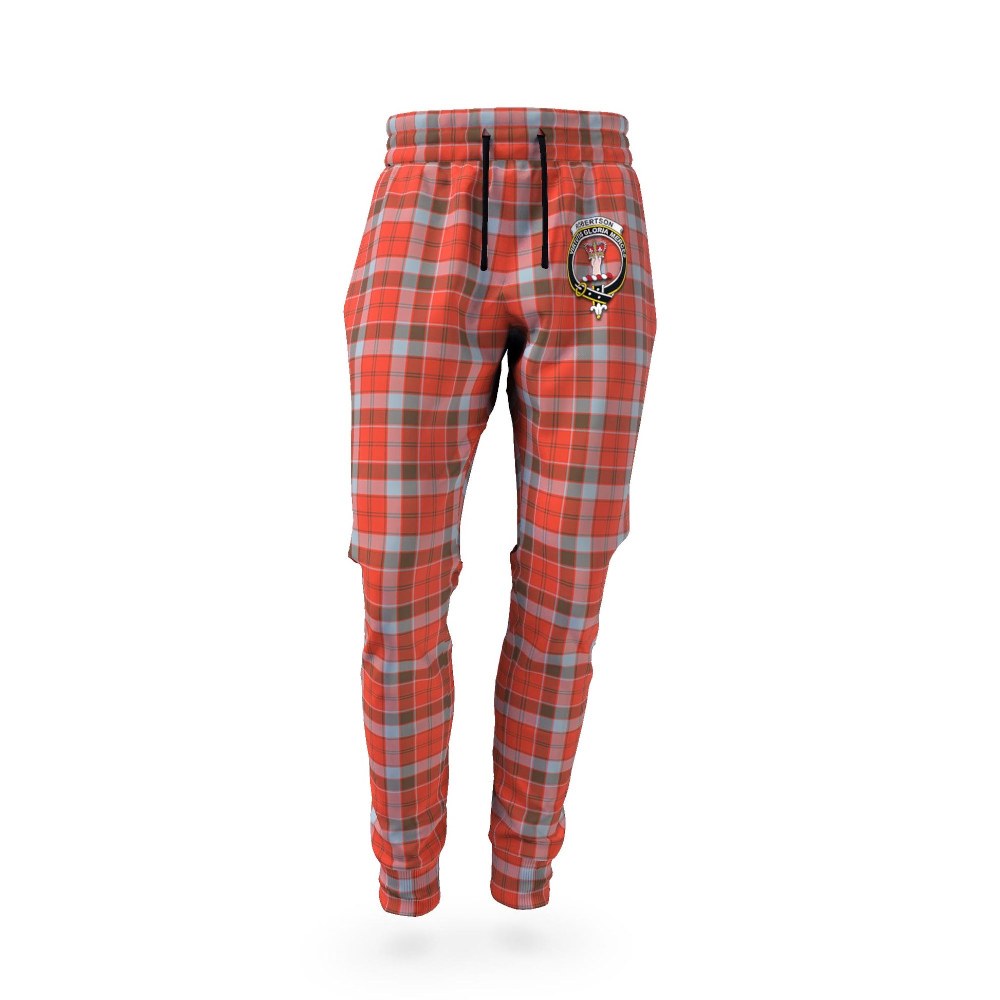 Robertson Weathered Tartan Joggers Pants with Family Crest - Tartanvibesclothing Shop