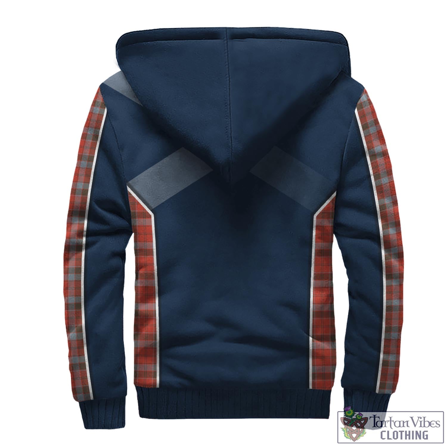 Tartan Vibes Clothing Robertson Weathered Tartan Sherpa Hoodie with Family Crest and Scottish Thistle Vibes Sport Style