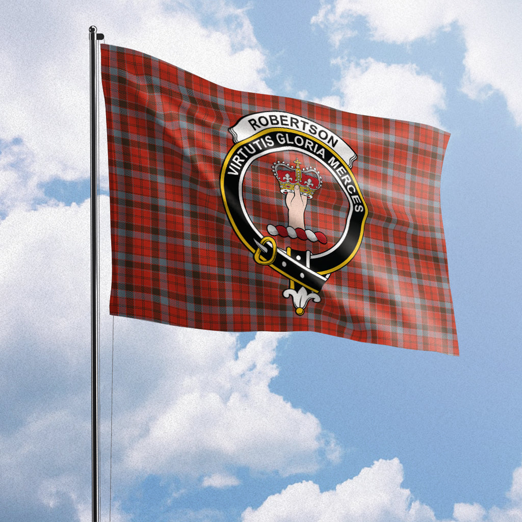 Robertson Weathered Tartan Flag with Family Crest House Flag (Horizontal) - Tartan Vibes Clothing