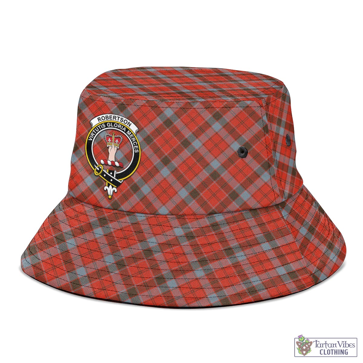 Tartan Vibes Clothing Robertson Weathered Tartan Bucket Hat with Family Crest