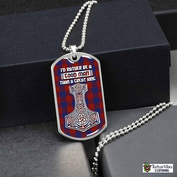 Robinson Tartan Dog Tag Necklace Viking Mjolnir Style