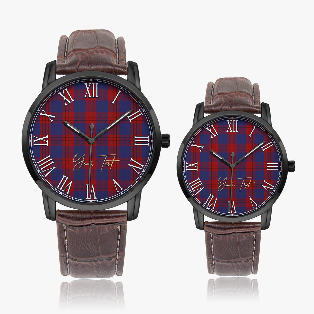 Robinson Tartan Personalized Your Text Leather Trap Quartz Watch - Tartan Vibes Clothing