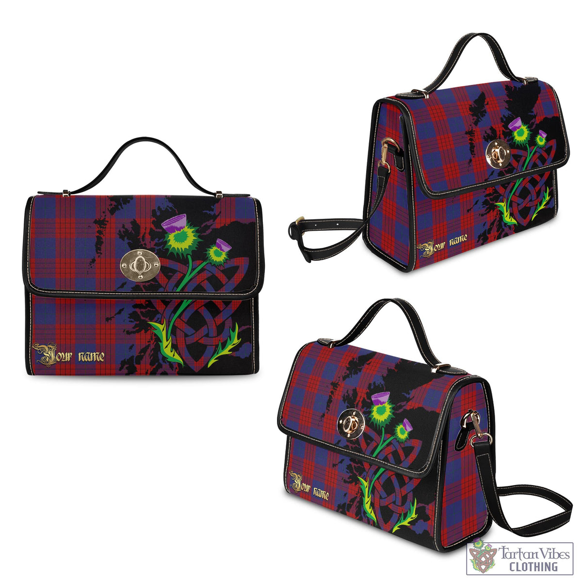 Robinson Tartan Waterproof Canvas Bag with Scotland Map and Thistle Celtic Accents - Tartan Vibes Clothing