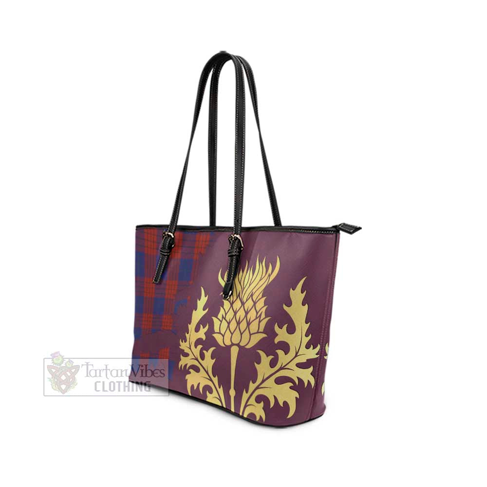 Robinson Tartan Leather Tote Bag Gold Thistle Style - Tartan Vibes Clothing