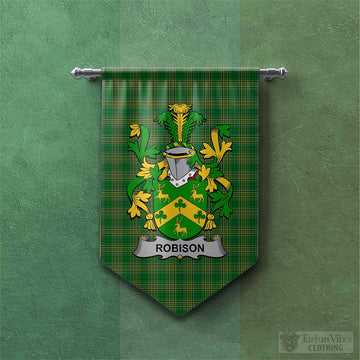 Robison Irish Clan Tartan Gonfalon, Tartan Banner with Coat of Arms Chevron - Tartan Vibes Clothing
