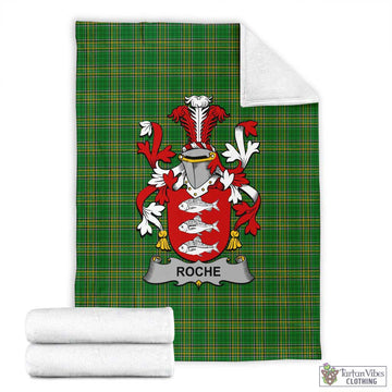 Roche Irish Clan Tartan Blanket with Coat of Arms X-Large 59 x 79 inches 150 x 200 cm - Tartan Vibes Clothing