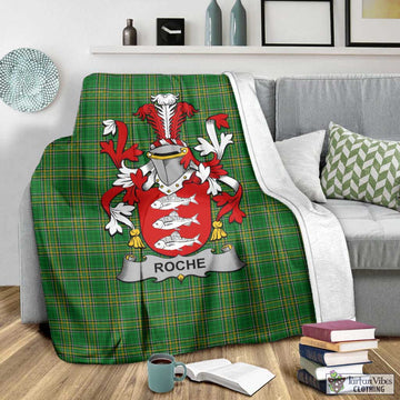 Roche Irish Clan Tartan Blanket with Coat of Arms - Tartan Vibes Clothing