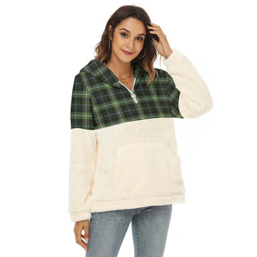 Rodger Tartan Women's Borg Fleece Hoodie With Half Zip