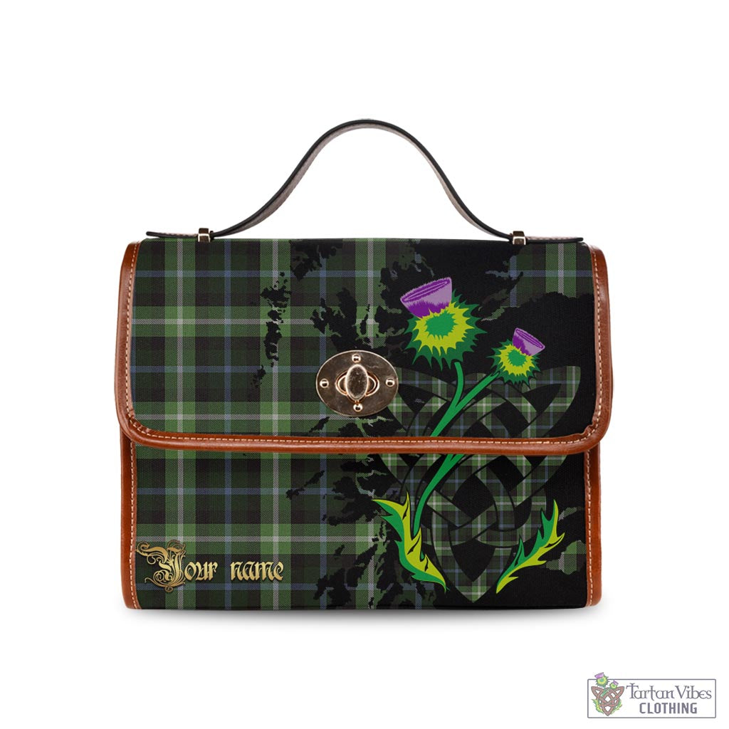Rodger Tartan Waterproof Canvas Bag with Scotland Map and Thistle Celtic Accents Brown Leather Strap One Size 10.5*20*27cm - Tartan Vibes Clothing