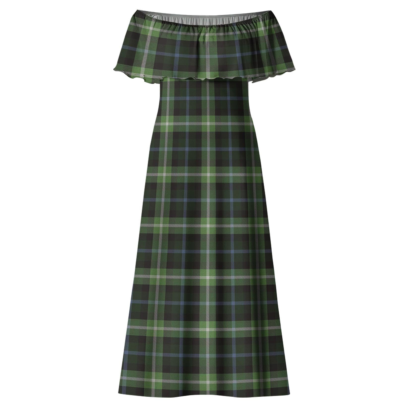 Rodger Tartan Off Shoulder Long Dress - Tartanvibesclothing