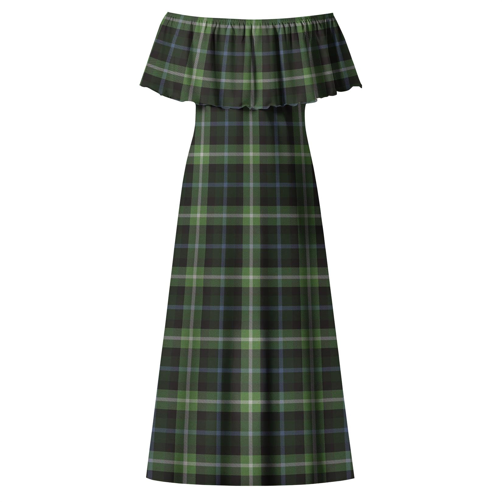 Rodger Tartan Off Shoulder Long Dress - Tartanvibesclothing