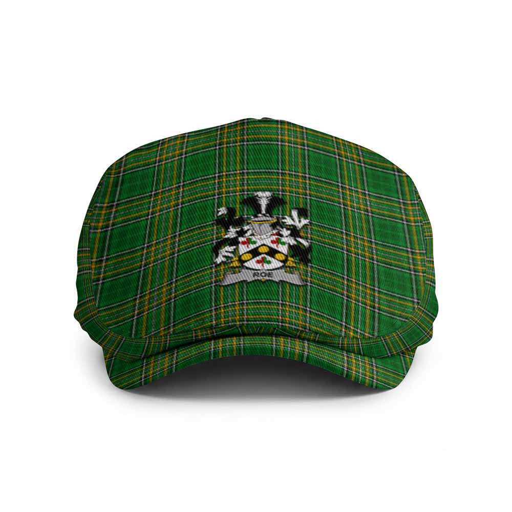 Roe Irish Clan Tartan Jeff Cap, Tartan Flat Cap with Coat of Arm Jeff Hat - Tartan Vibes Clothing