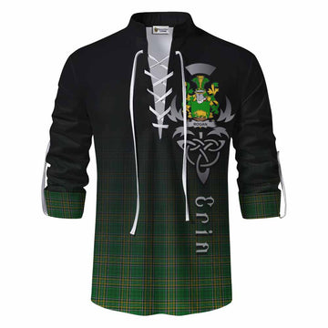 Rogan Irish Clan Ghillie Kilt Shirt with Coat of Arms Erin Go Bragh Celtic Inspired Men - Tartan Vibes Clothing