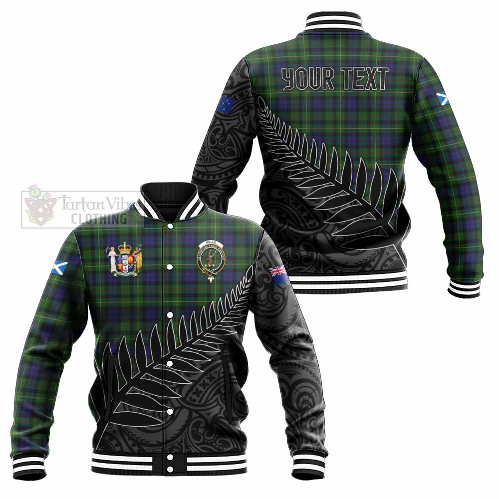 Tartan Vibes Clothing Rollo Crest Tartan Baseball Jacket with New Zealand Silver Fern Half Style