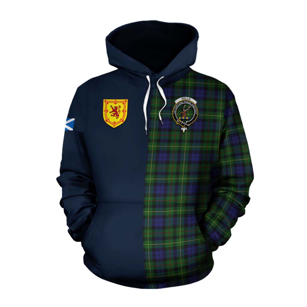 Tartan Vibes Clothing Rollo Tartan Cotton Hoodie Alba with Scottish Lion Royal Arm Half Style