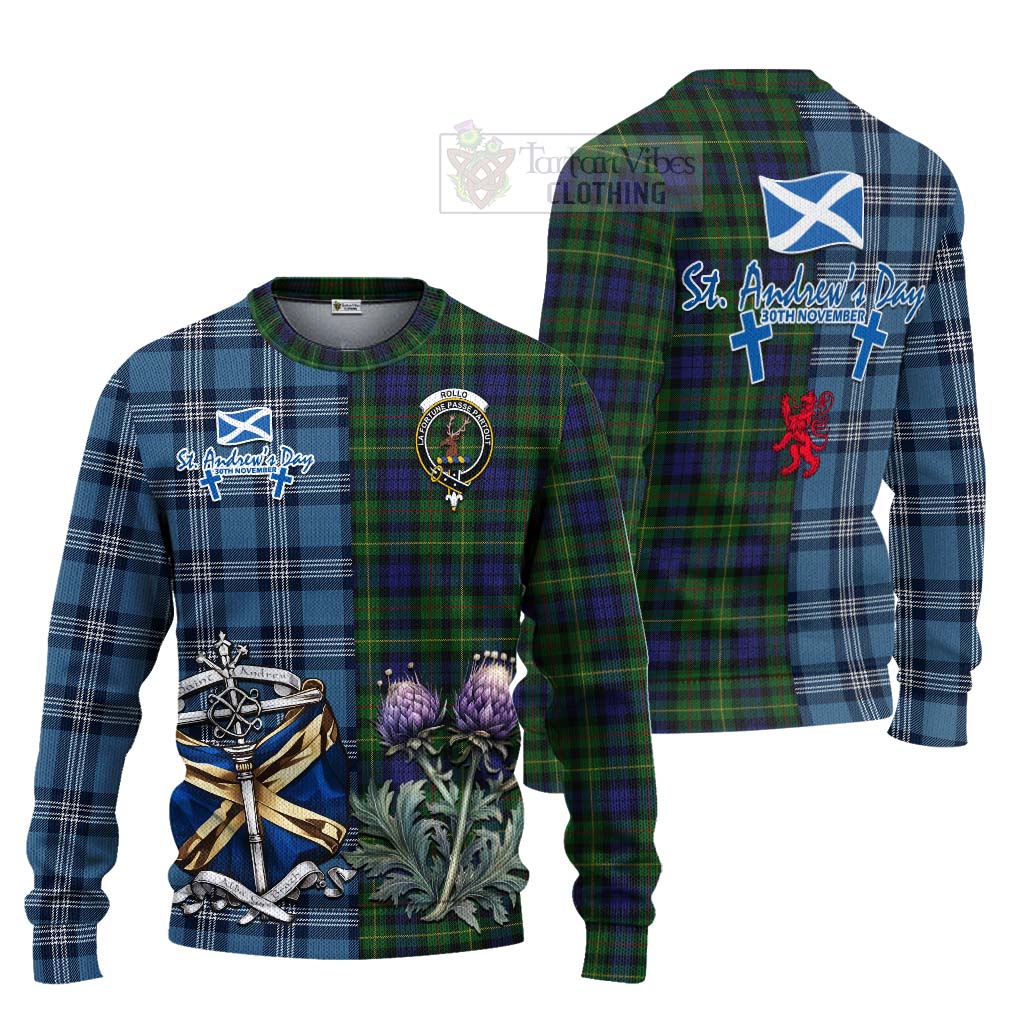 Tartan Vibes Clothing Rollo Tartan Knitted Sweater Happy St. Andrew's Day Half Tartan Style