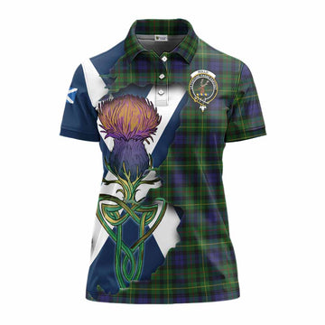 Rollo Tartan Family Crest Women's Polo Shirt Scottish Thistle Celtic Inspired Women - Tartan Vibes Clothing