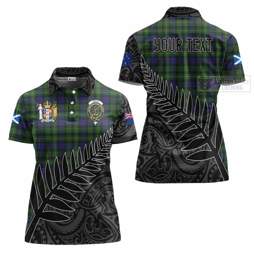 Tartan Vibes Clothing Rollo Crest Tartan Women's Polo Shirt with New Zealand Silver Fern Half Style