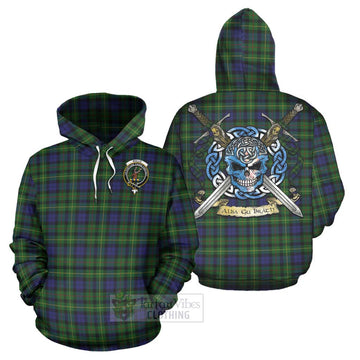 Rollo Tartan Hoodie with Family Crest Celtic Skull Style