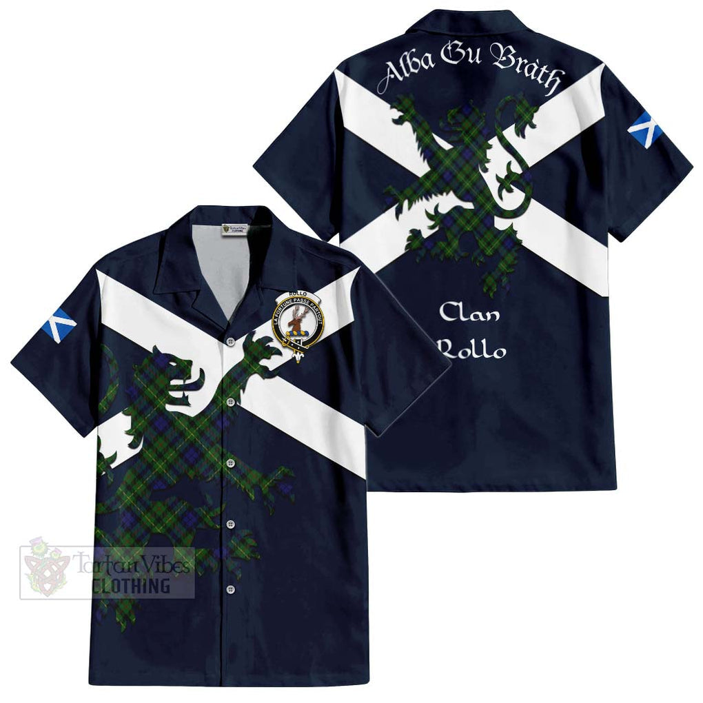 Tartan Vibes Clothing Rollo Tartan Lion Rampant Short Sleeve Button Shirt – Proudly Display Your Heritage with Alba Gu Brath and Clan Name