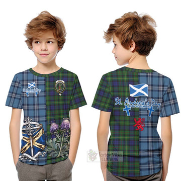 Rollo Tartan Kid T-Shirt Happy St. Andrew's Day Half Tartan Style Youth XL Size14 - Tartan Vibes Clothing
