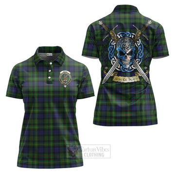 Rollo Tartan Women's Polo Shirt with Family Crest Celtic Skull Style