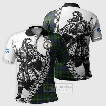 Rollo Tartan Clan Crest Polo Shirt with Highlander Warrior Celtic Style