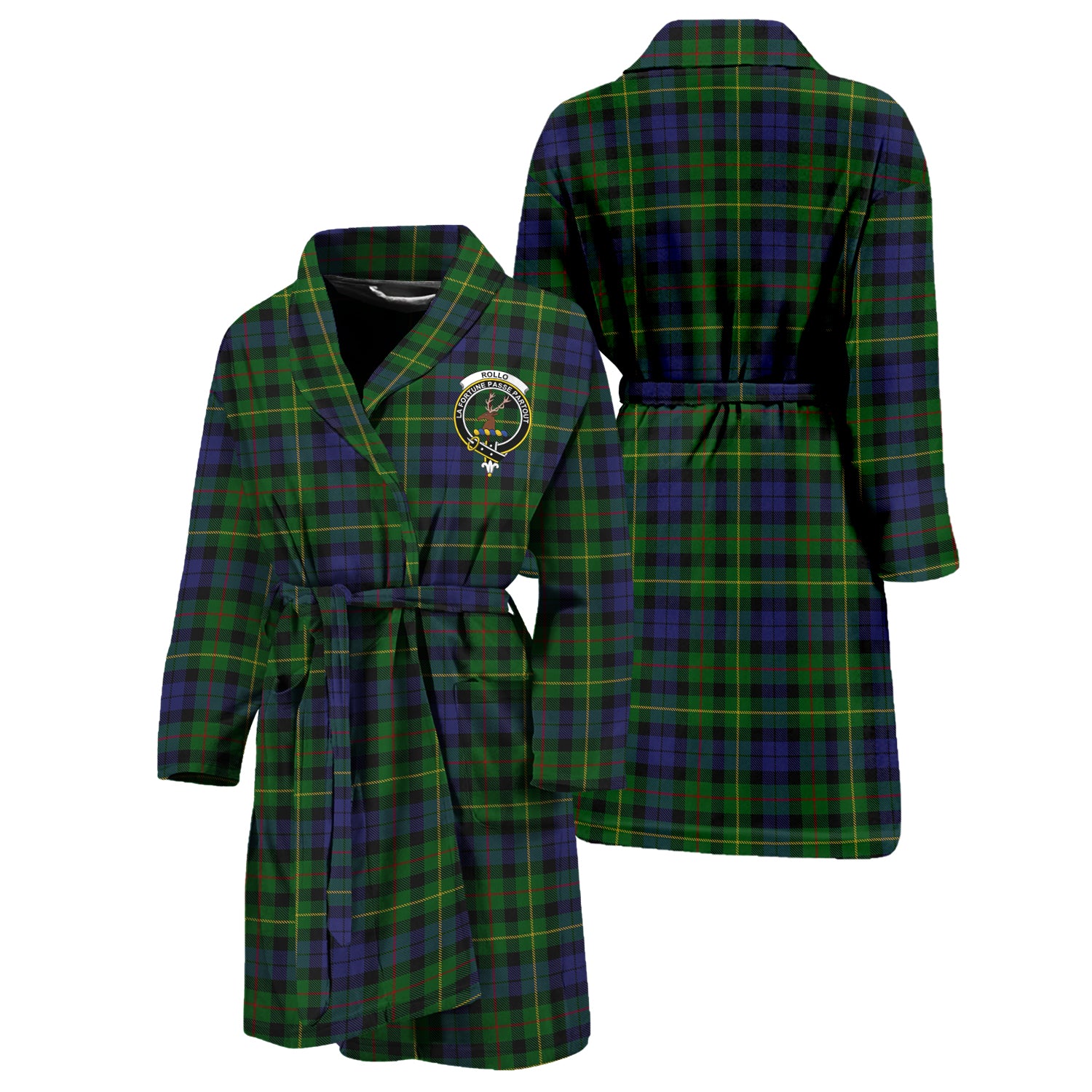 Rollo Tartan Bathrobe with Family Crest Unisex S - Tartan Vibes Clothing