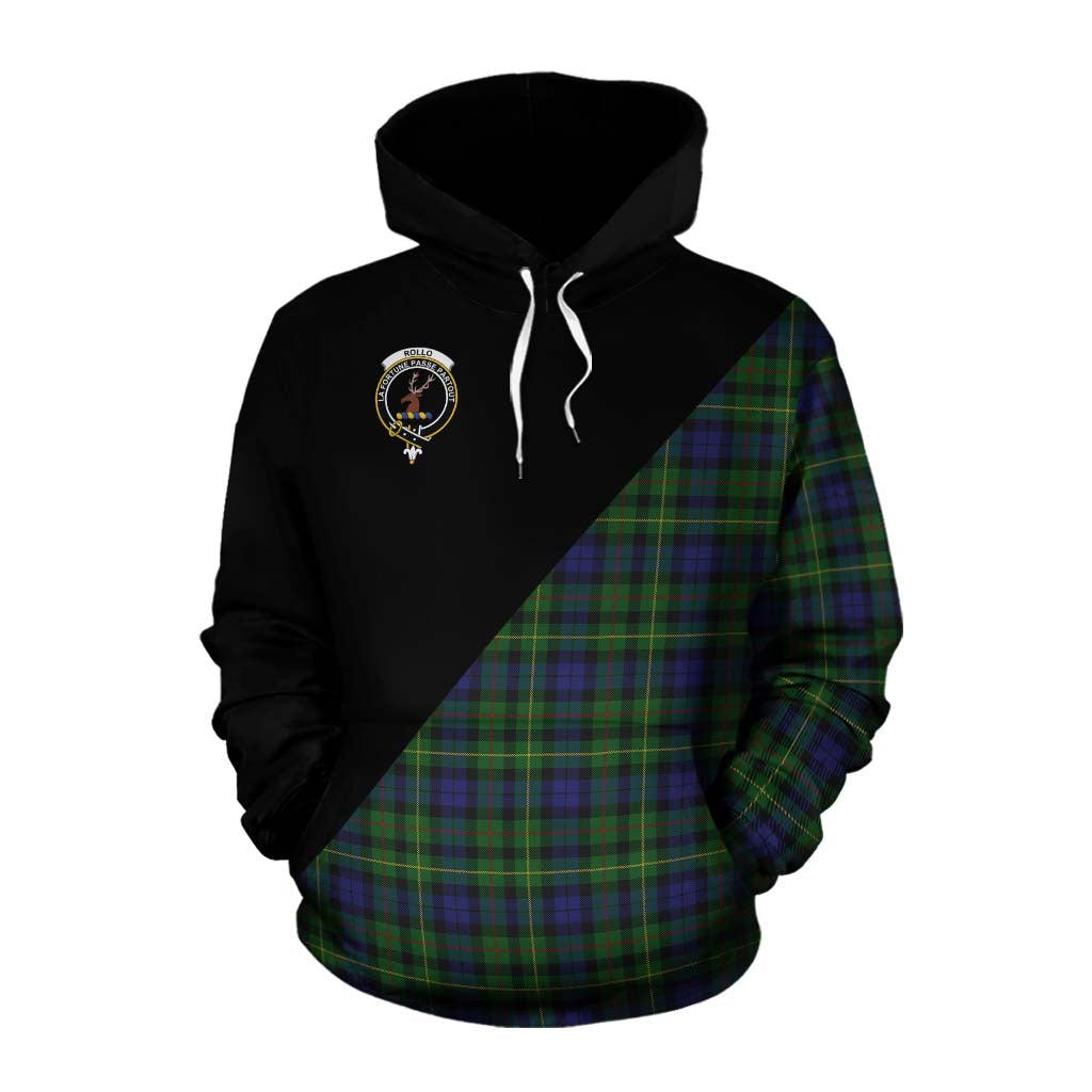 Tartan Vibes Clothing Rollo Tartan Cotton Hoodie with Family Crest and Military Logo Style