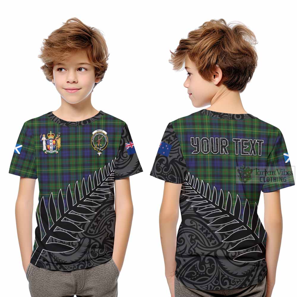 Rollo Crest Tartan Kid T-Shirt with New Zealand Silver Fern Half Style Youth XL Size14 - Tartan Vibes Clothing