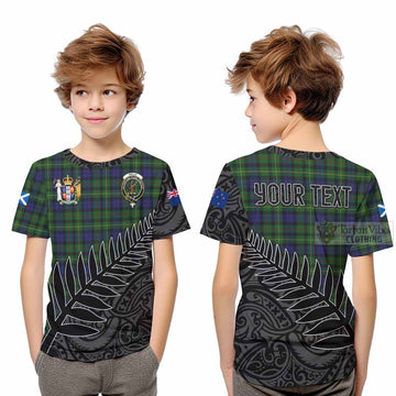 Rollo Crest Tartan Kid T-Shirt with New Zealand Silver Fern Half Style Youth XL Size14 - Tartan Vibes Clothing