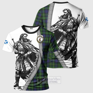 Rollo Tartan Clan Crest T-Shirt with Highlander Warrior Celtic Style