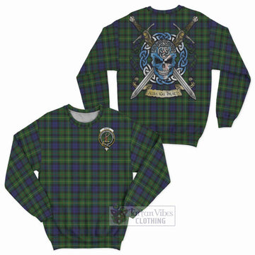 Rollo Tartan Sweatshirt with Family Crest Celtic Skull Style