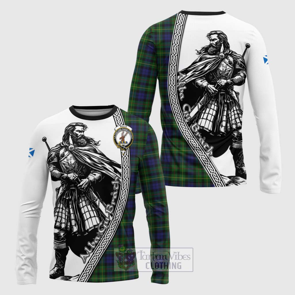 Tartan Vibes Clothing Rollo Tartan Clan Crest Long Sleeve T-Shirt with Highlander Warrior Celtic Style