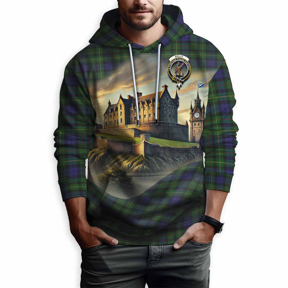 Rollo Tartan Family Crest Hoodie with Scottish Ancient Castle Style Pullover Hoodie - Tartan Vibes Clothing