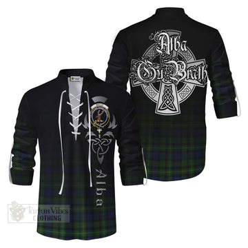 Rollo Tartan Ghillie Kilt Shirt Featuring Alba Gu Brath Family Crest Celtic Inspired