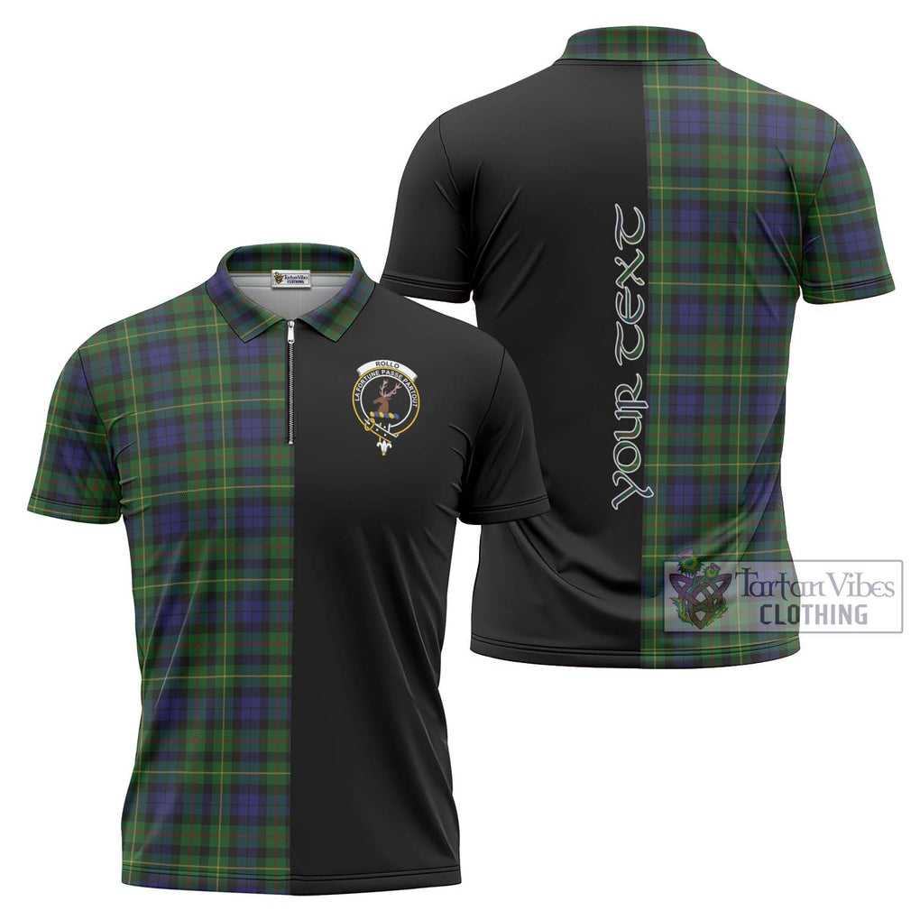 Rollo Tartan Zipper Polo Shirt with Family Crest and Half Of Me Style Unisex - Tartanvibesclothing Shop