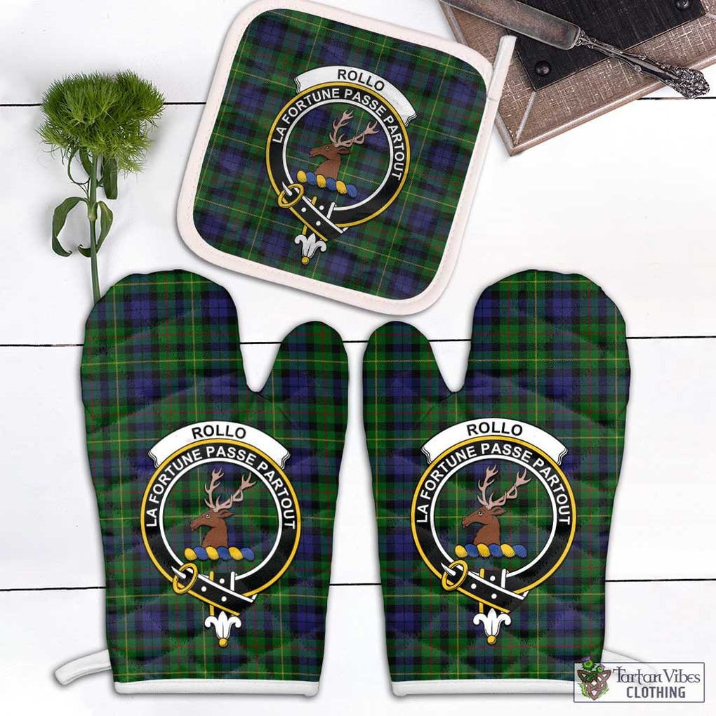 Rollo Tartan Combo Oven Mitt & Pot-Holder with Family Crest White - Tartan Vibes Clothing