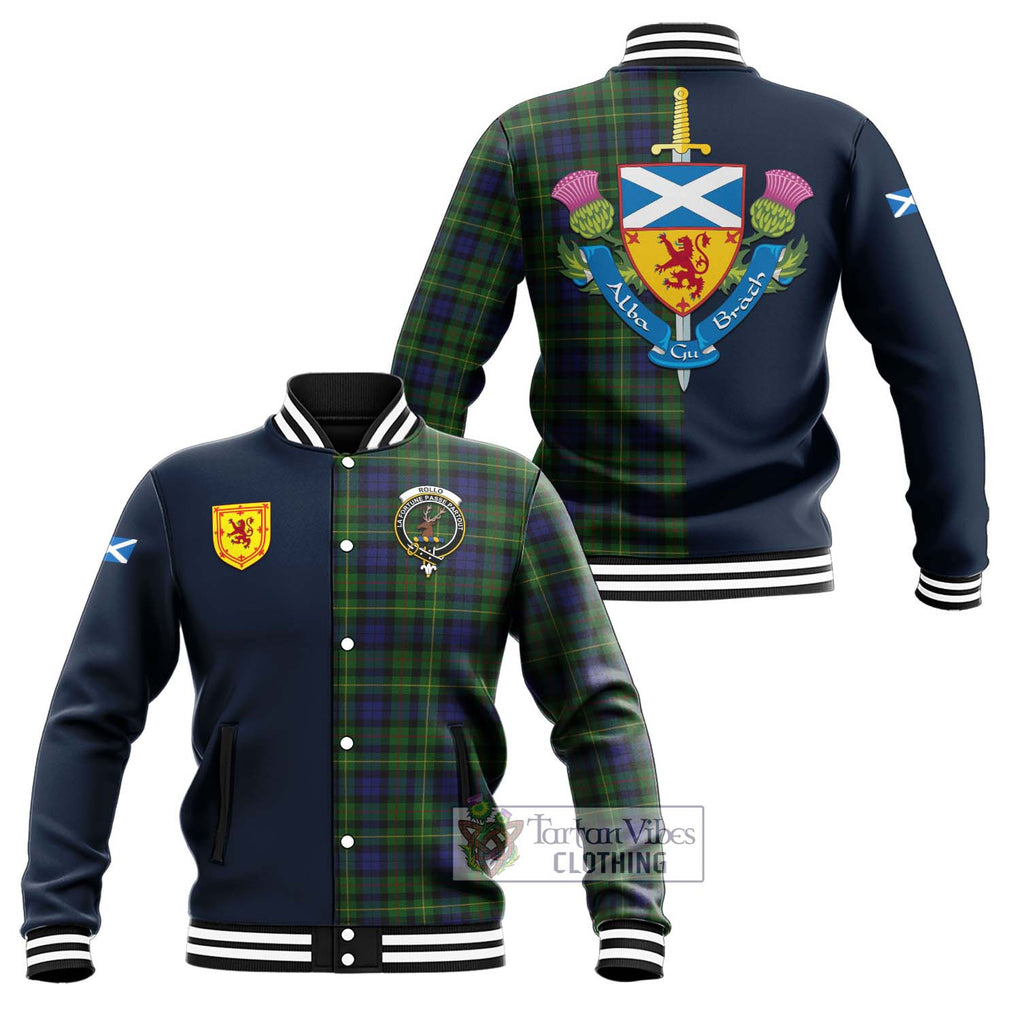 Tartan Vibes Clothing Rollo Tartan Baseball Jacket with Scottish Lion Royal Arm Half Style