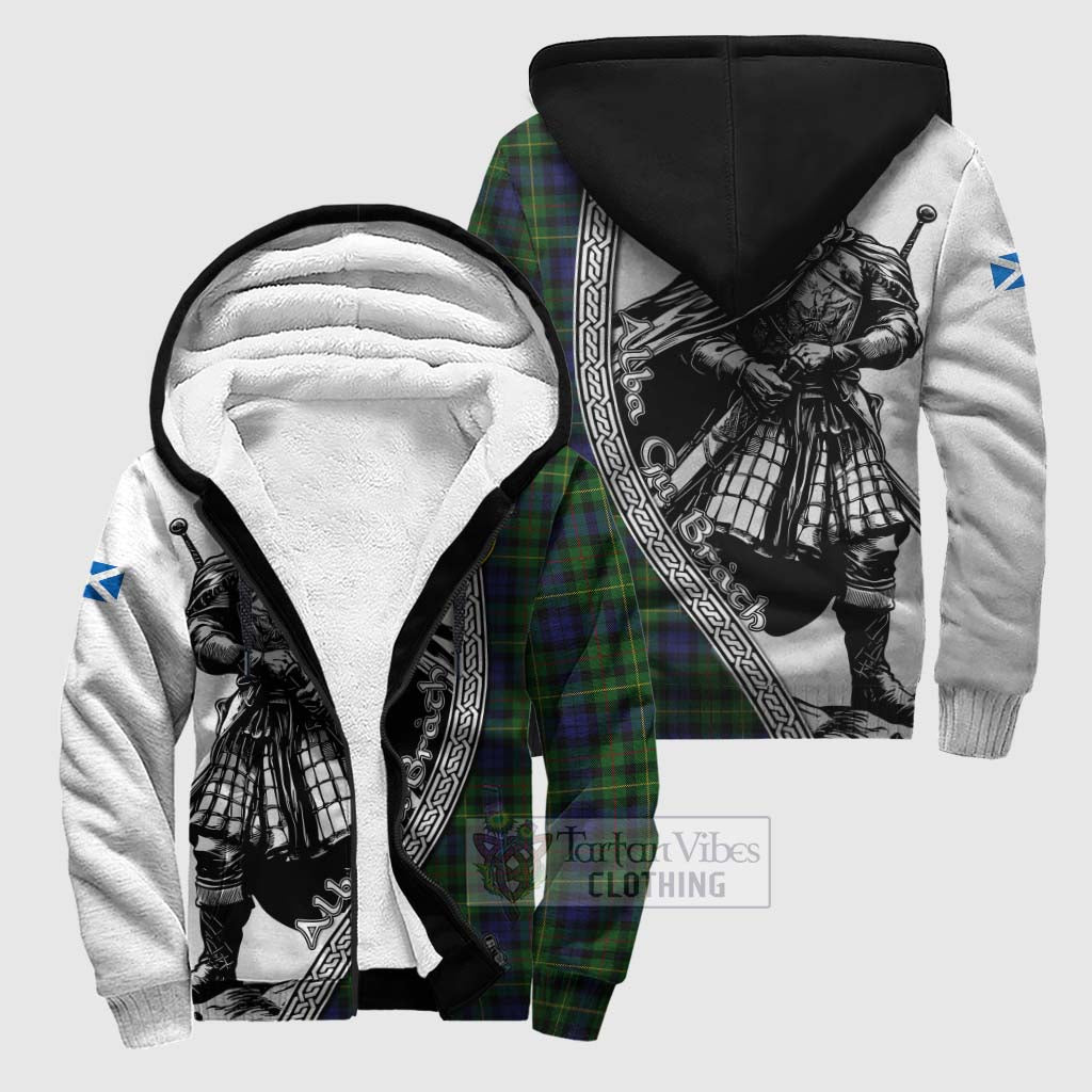 Tartan Vibes Clothing Rollo Tartan Clan Crest Sherpa Hoodie with Highlander Warrior Celtic Style