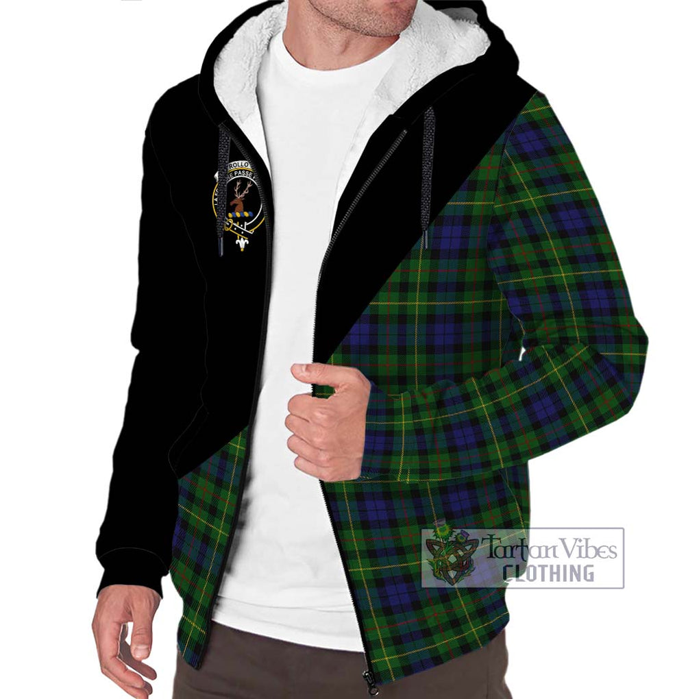 Rollo Tartan Sherpa Hoodie with Family Crest and Military Logo Style Unisex S - Tartanvibesclothing Shop