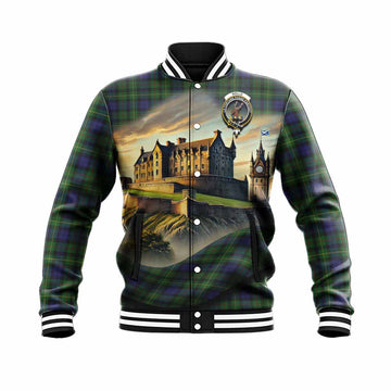 Rollo Tartan Family Crest Baseball Jacket with Scottish Ancient Castle Style Unisex - Tartan Vibes Clothing