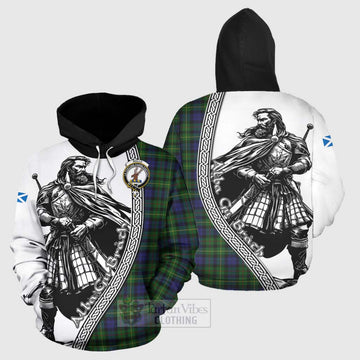 Rollo Tartan Clan Crest Hoodie with Highlander Warrior Celtic Style